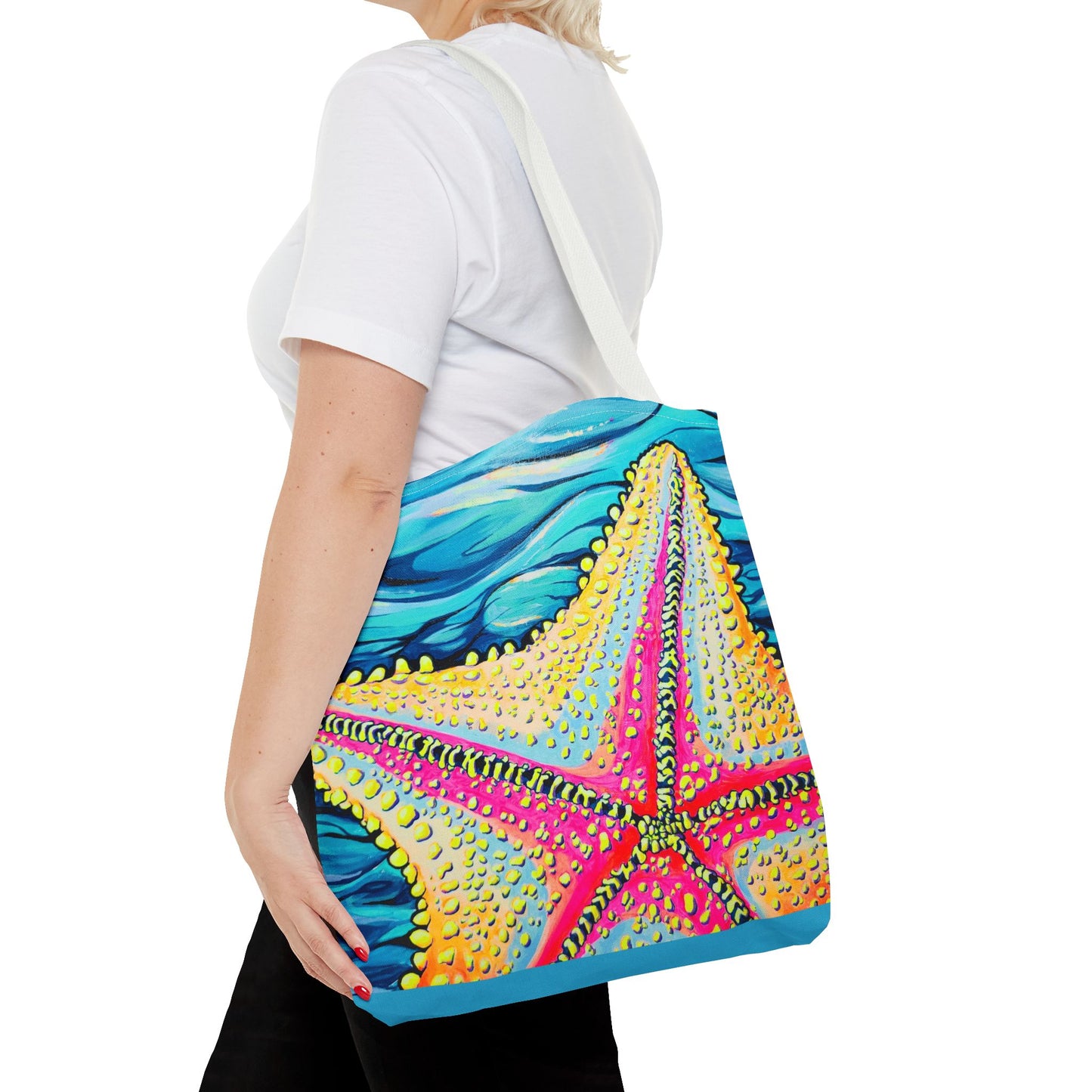 Premium Starfish Beach Bocas Tote Bag, Original Artist Design, Reusable Shopping Tote, Eco-Friendly