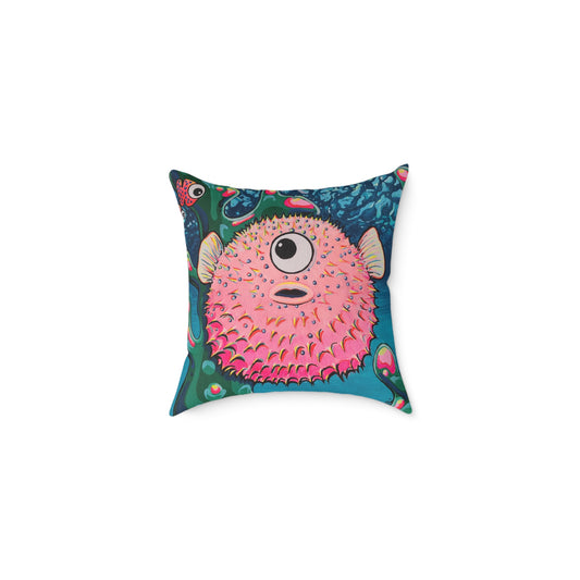 Cyclops Pufferfish Art Canvas Decorative Pillow