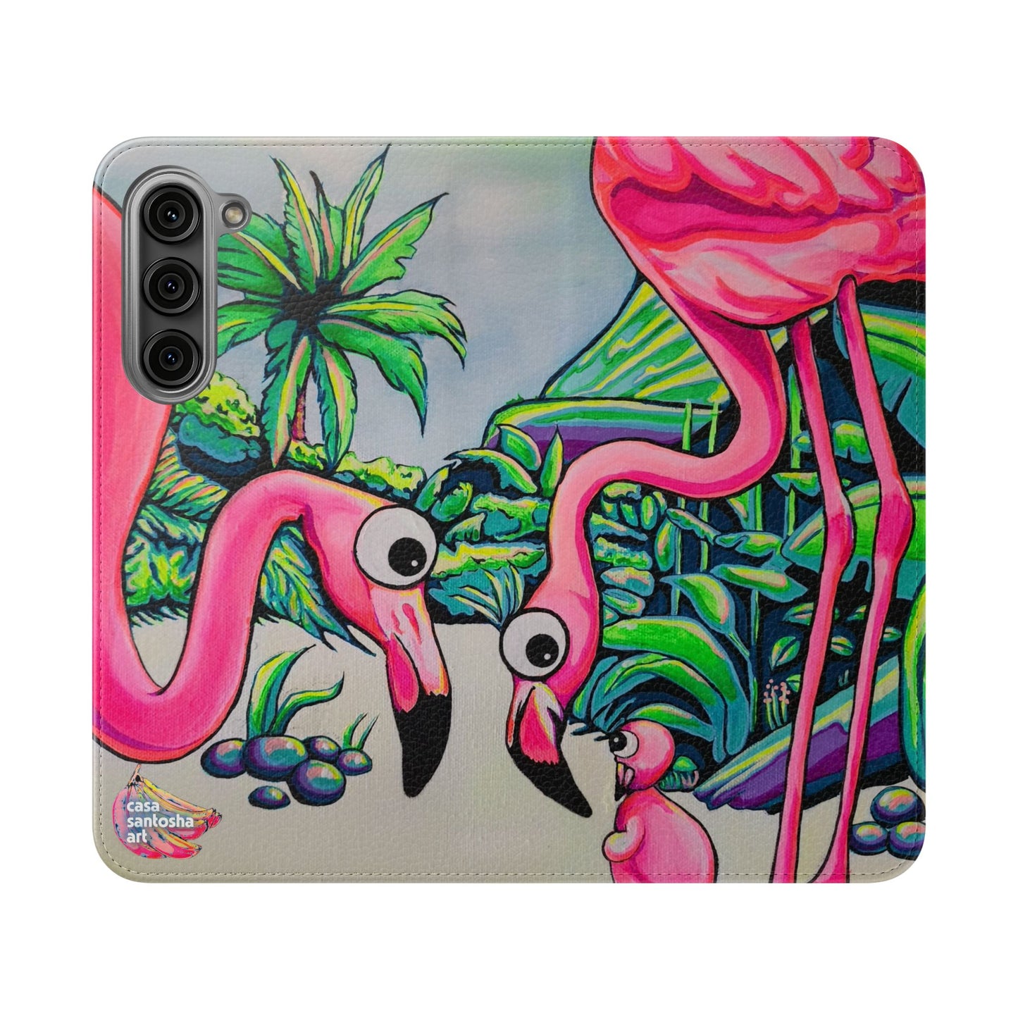 Cyclops Flamingo Family Flip Phone Case – Wallet Cover with Card Slots