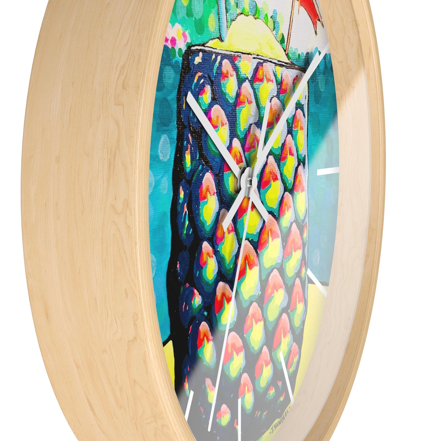 Neon Piña Colada Pop Art Wall Clock