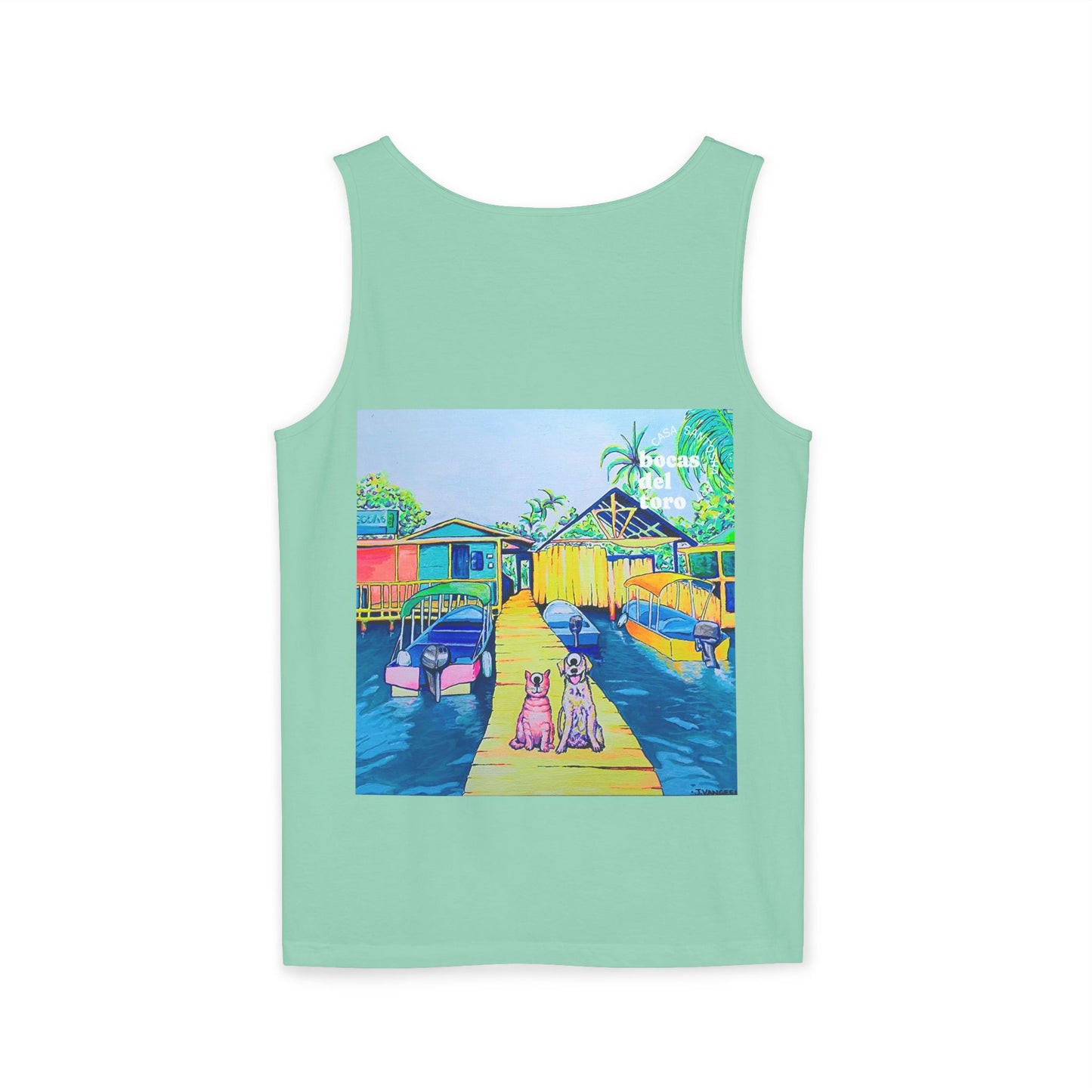 Unisex Cyclops Cat and Dog in Bocas Tank Top - Perfect for Summer Vibes