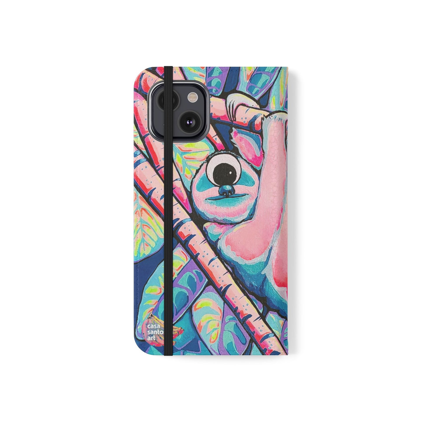 Cyclops Sloth Flip Phone Case – Wallet Cover with Card Slots