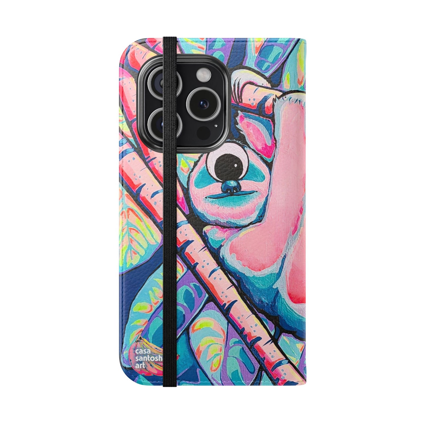 Cyclops Sloth Flip Phone Case – Wallet Cover with Card Slots