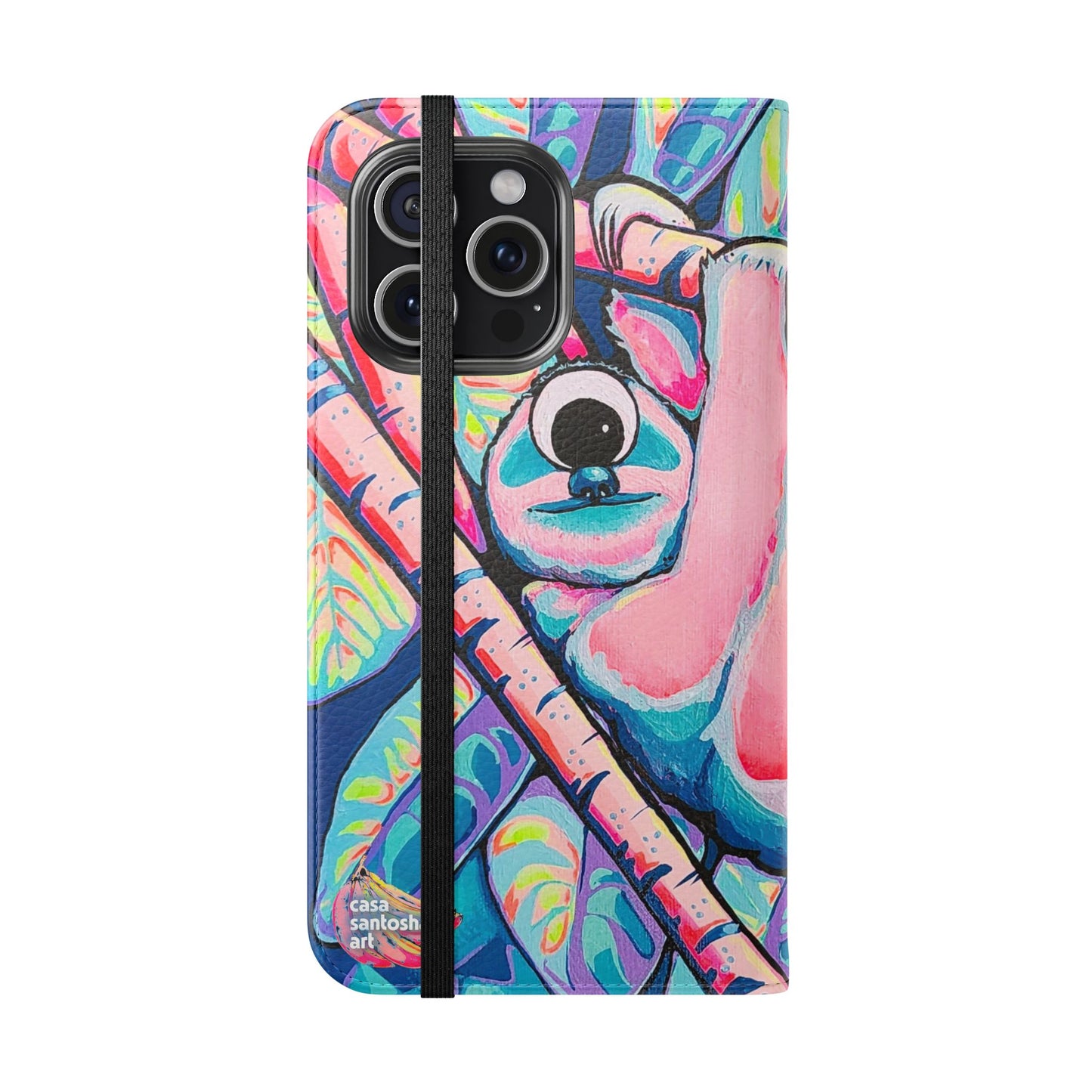 Cyclops Sloth Flip Phone Case – Wallet Cover with Card Slots