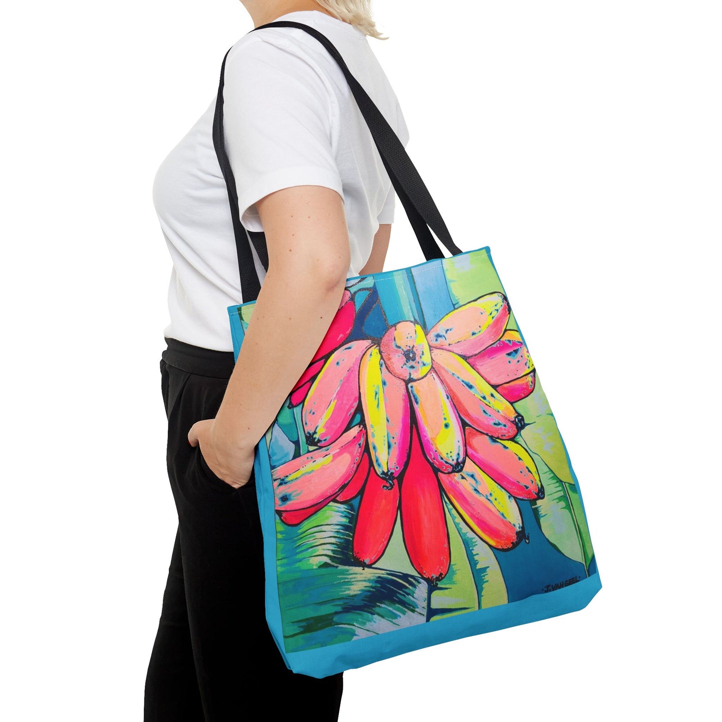 Premium Neon Primitivo Bananas Tote Bag, Original Artist Design, Reusable Shopping Tote, Eco-Friendly