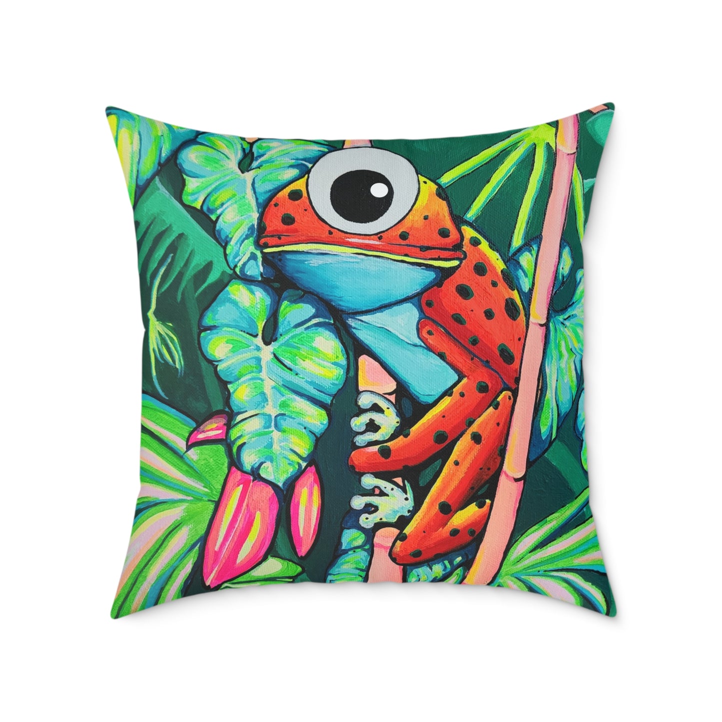 Cyclops Red Frog Art Canvas Decorative Pillow
