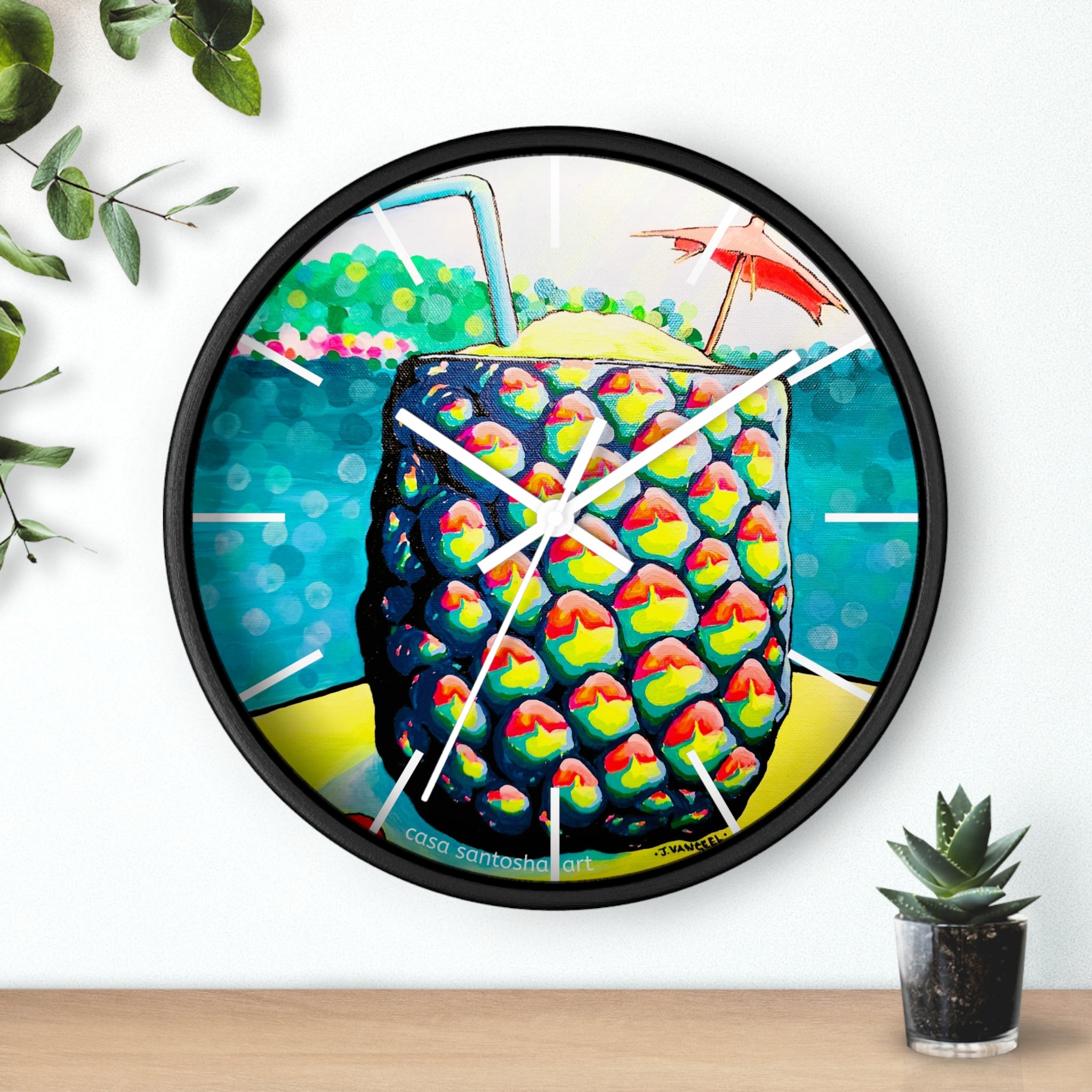 Neon Piña Colada Pop Art Wall Clock – Casa Santosha Art