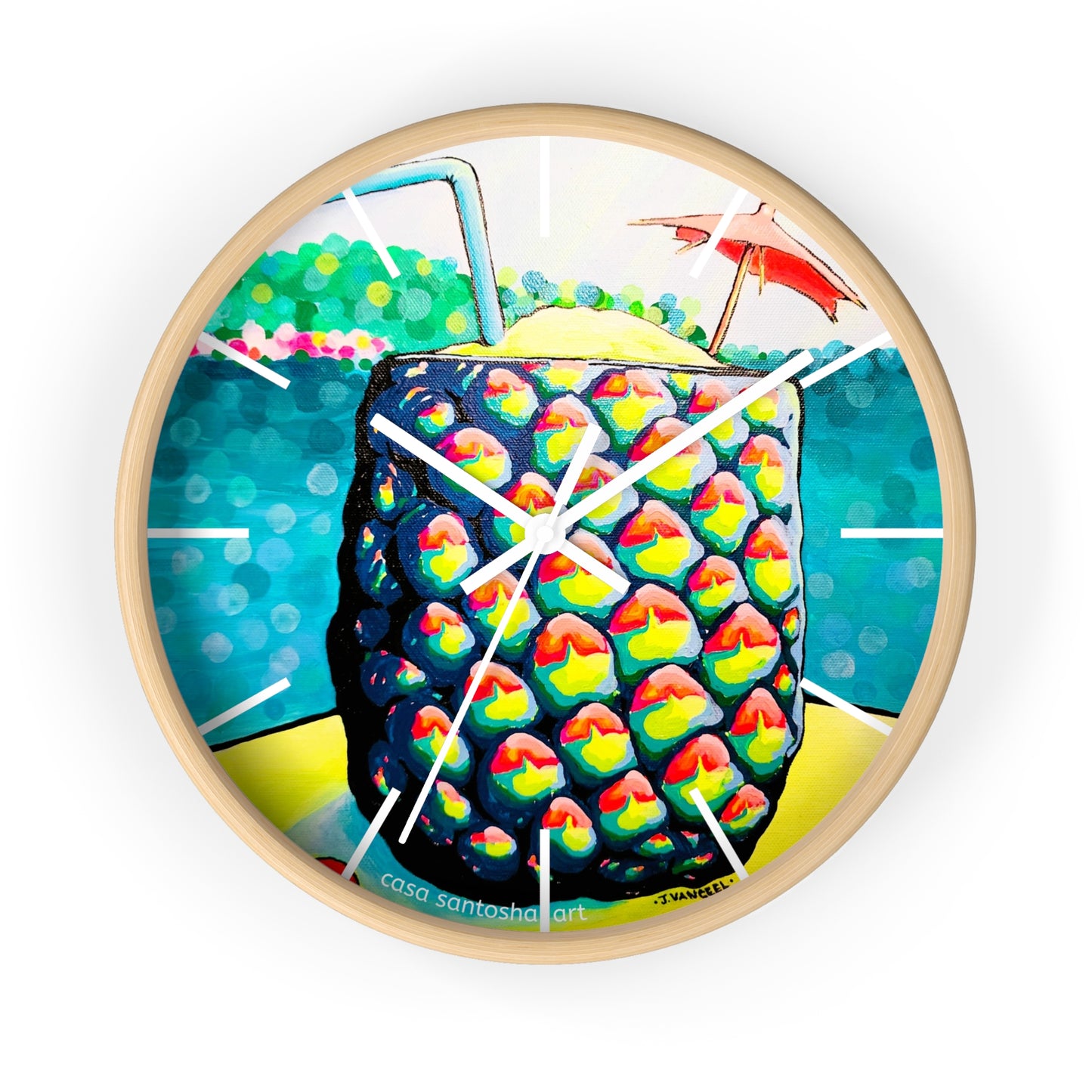 Neon Piña Colada Pop Art Wall Clock