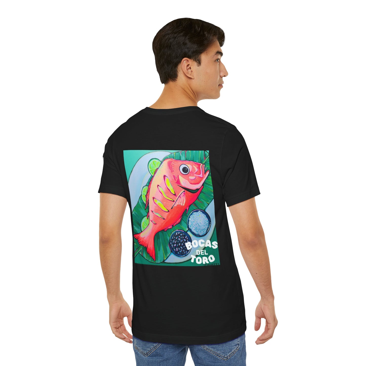 T-shirt unisexe néon à motif poisson frit