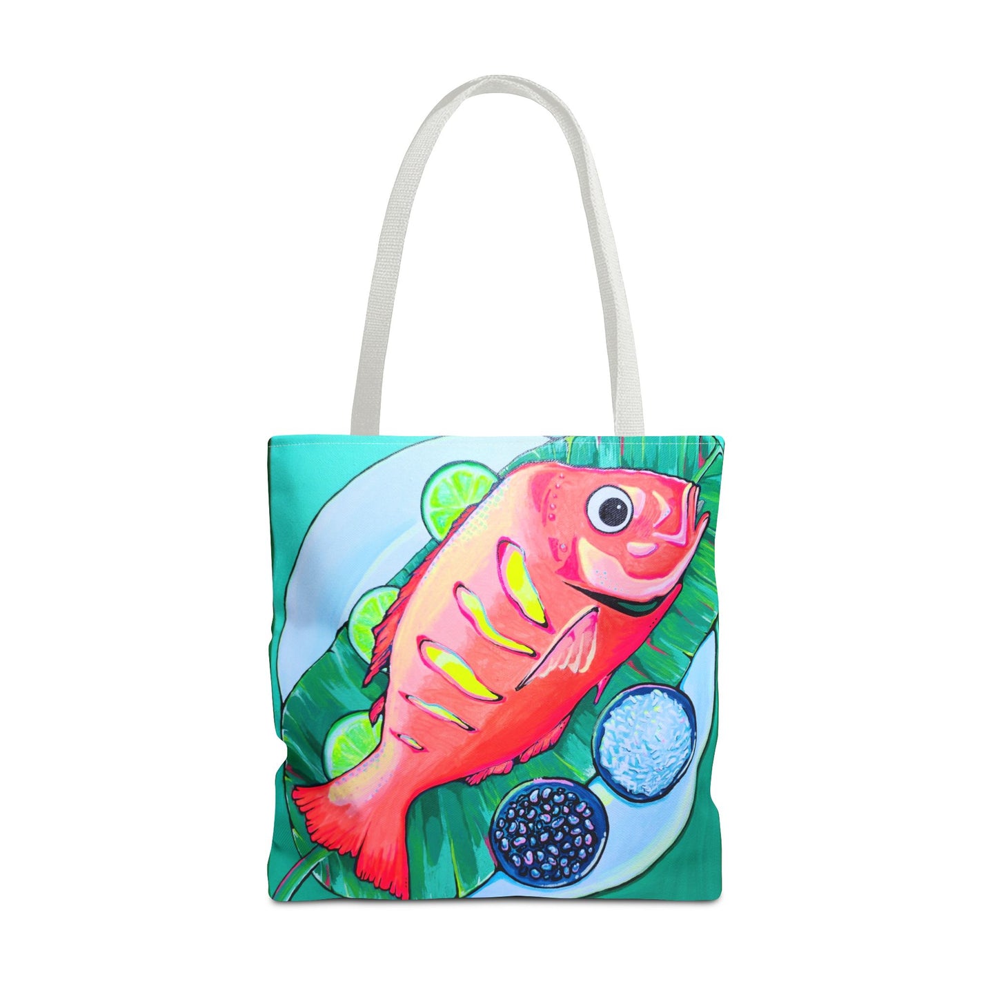 Premium Neon Fried Fish Tote Bag, Original Artist Design, Reusable Shopping Tote, Eco-Friendly