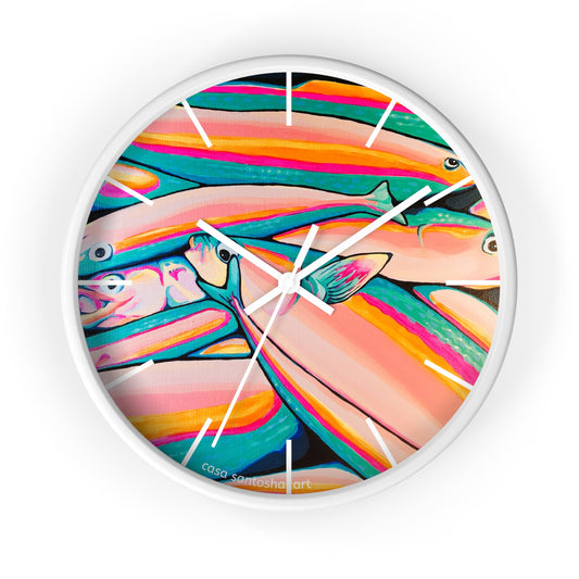 Neon Fish Pop Art Wall Clock