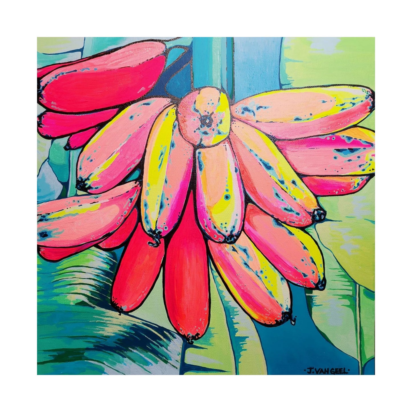 Neon Primitivo Bananas Giclée Art Poster