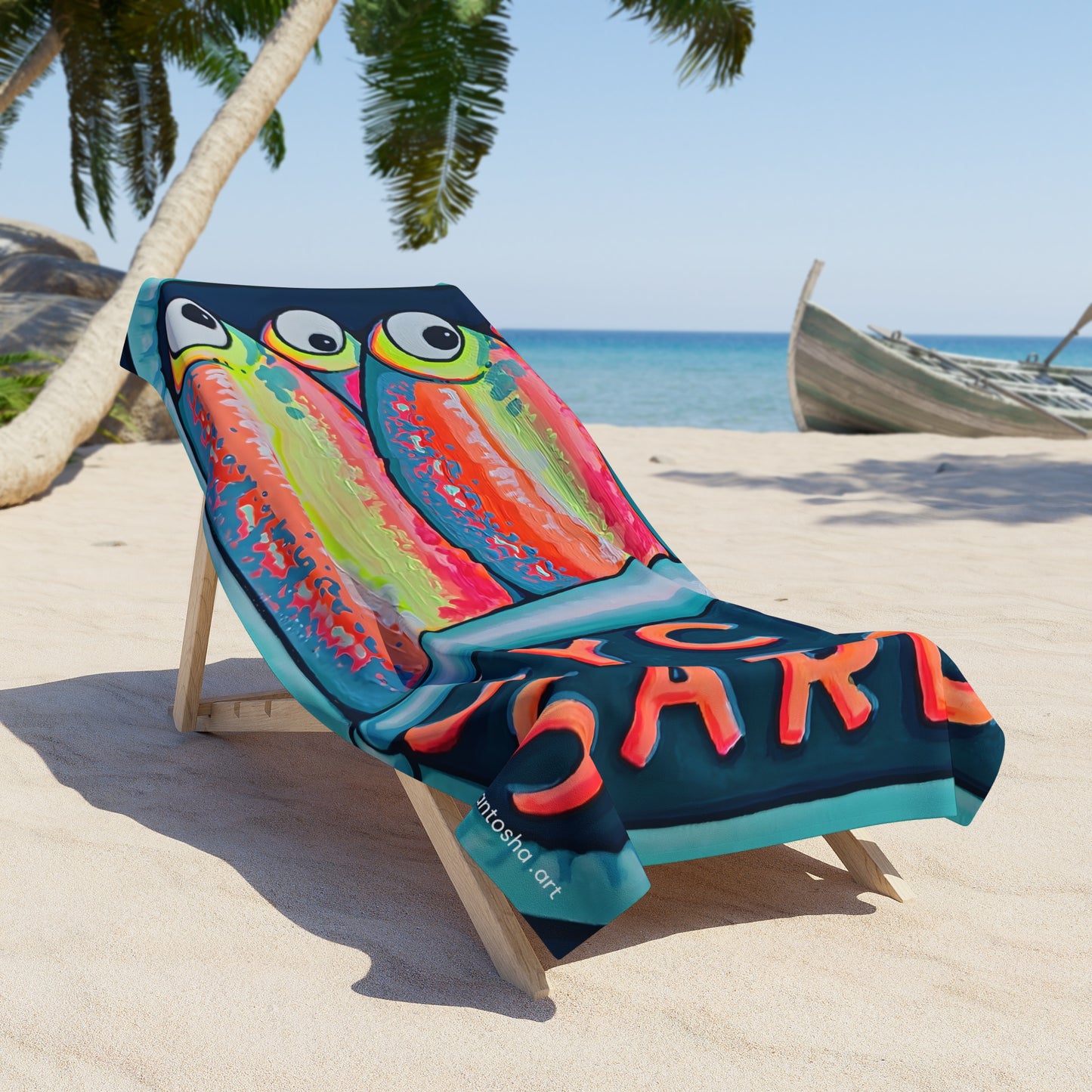 Neon Sardines Beach Towel for Summer Fun and Vacation Essentials