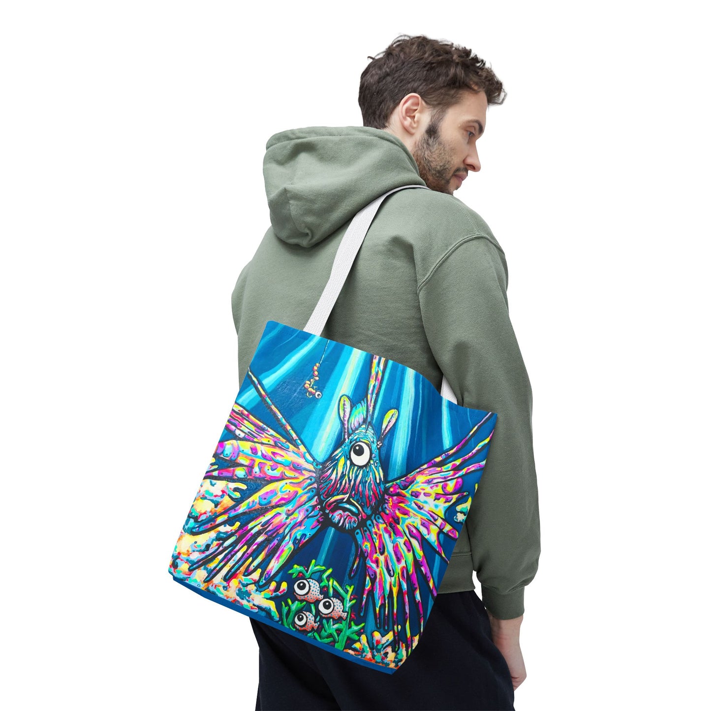 Premium Cyclops Lionfish Tote Bag, Original Artist Design, Reusable Shopping Tote,  Eco-Friendly