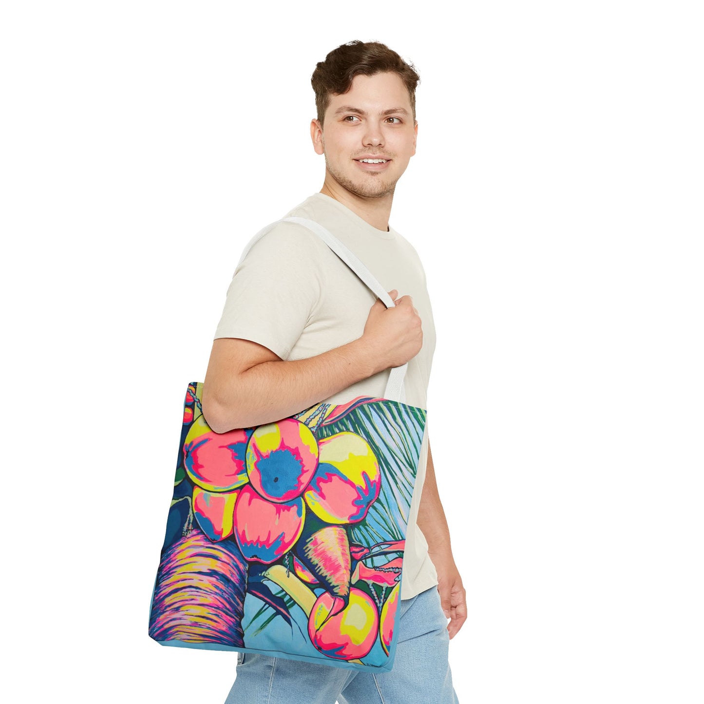 Premium Neon Coconuts Tote Bag, Original Artist Design, Reusable Shopping Tote, Eco-Friendly