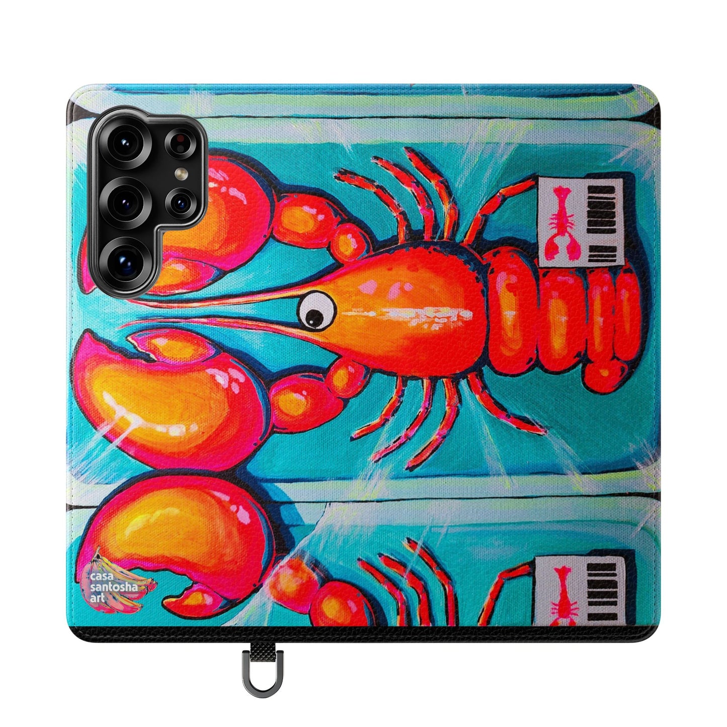 Neon Lobster Flip Phone Case – Wallet Cover with Card Slots