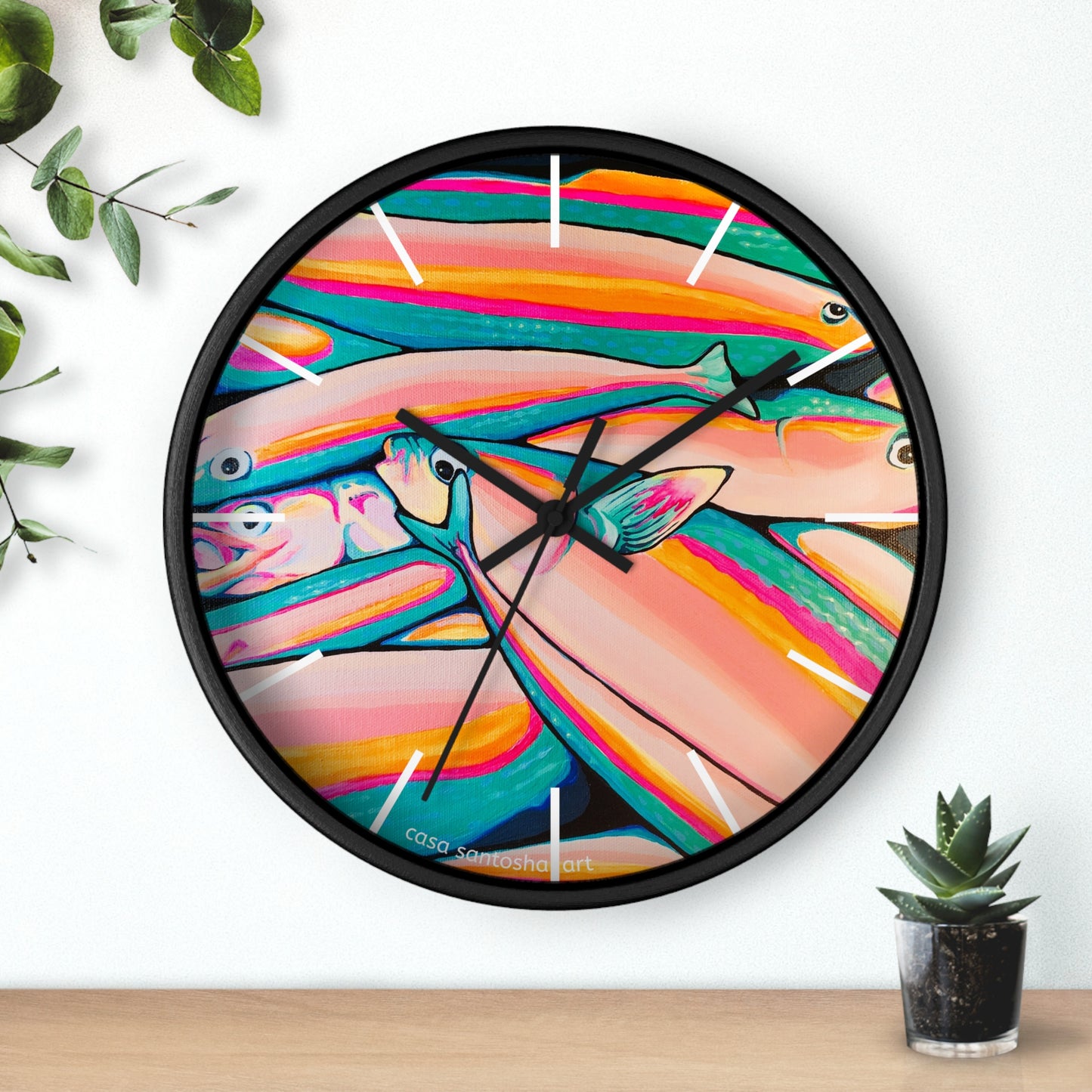 Neon Fish Pop Art Wall Clock