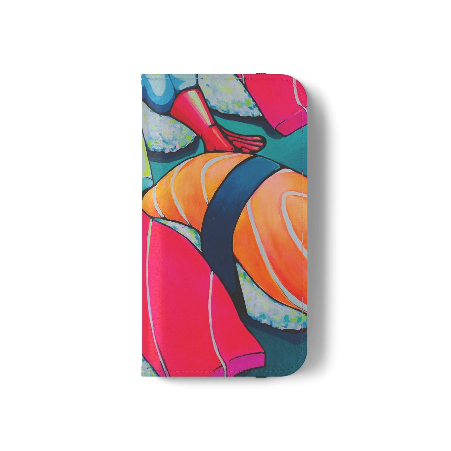 Neon Sushi Flip Phone Case – Wallet Cover with Card Slots