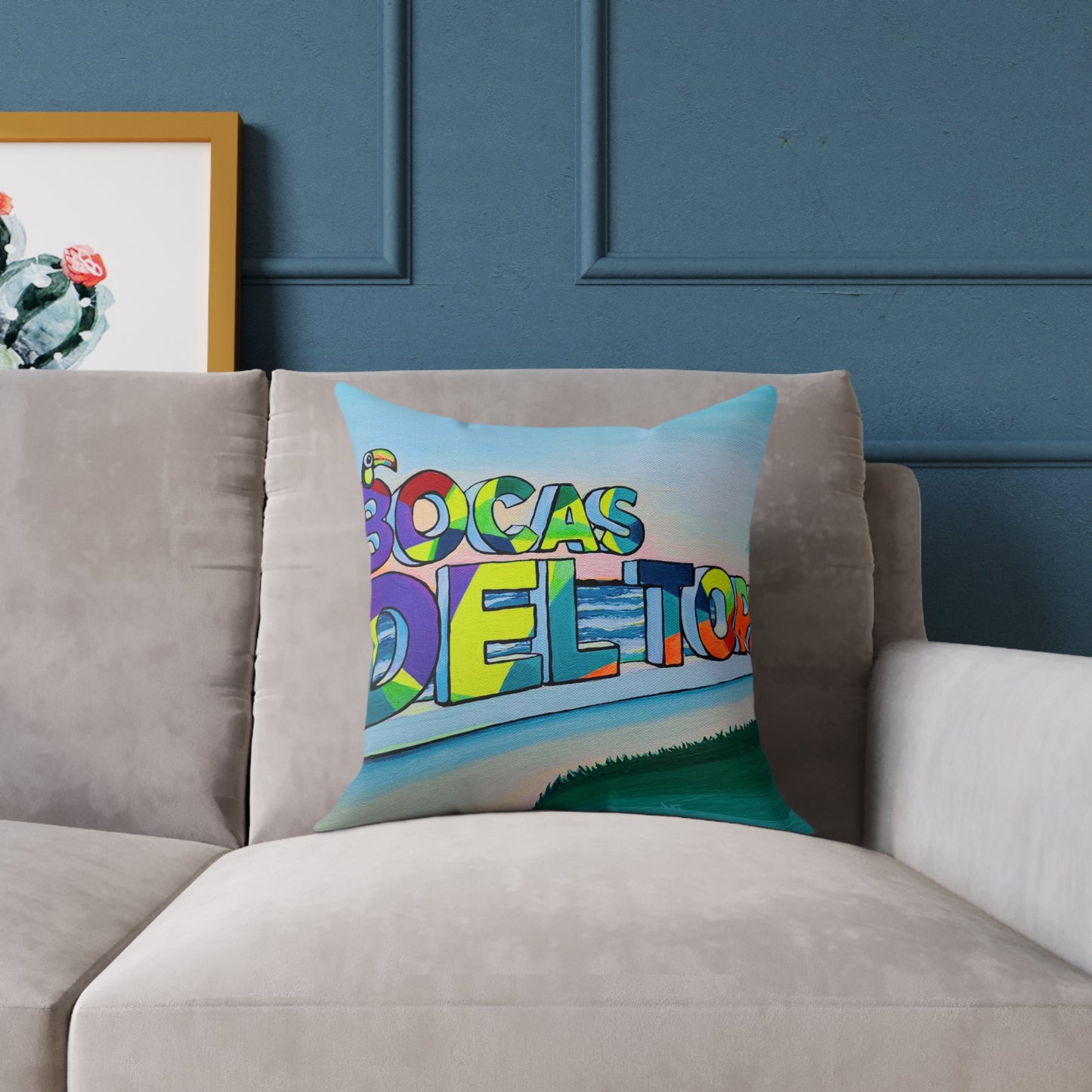 Bocas Del Toro Sign Art Canvas Decorative Pillow