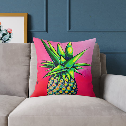 Neon Pineapple Art Canvas Decorative Pillow