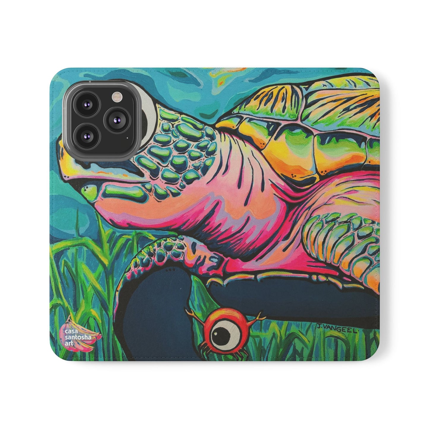 Cyclops Turtle Flip Phone Case – Wallet Cover with Card Slots