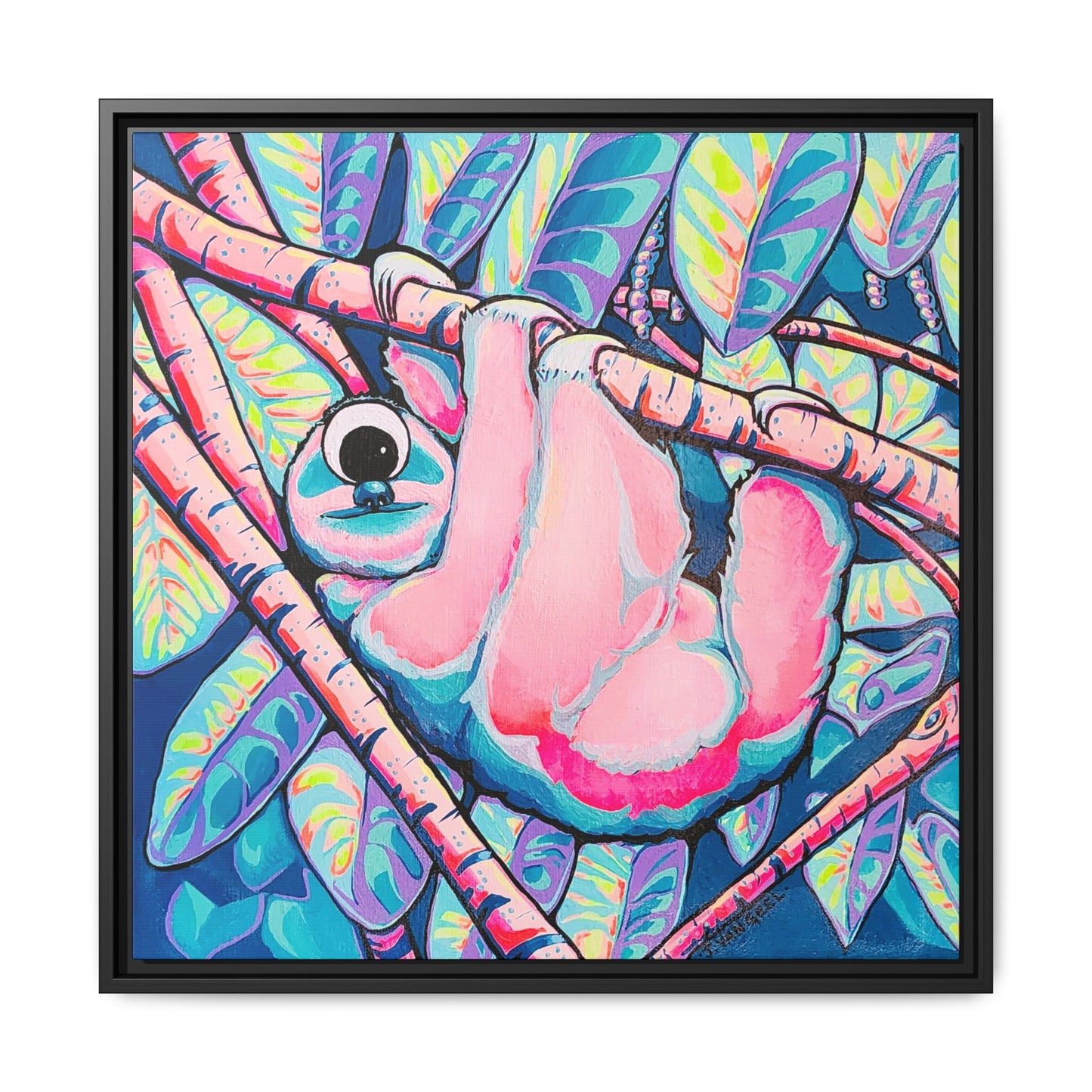 Framed Cyclops Sloth Canvas Print