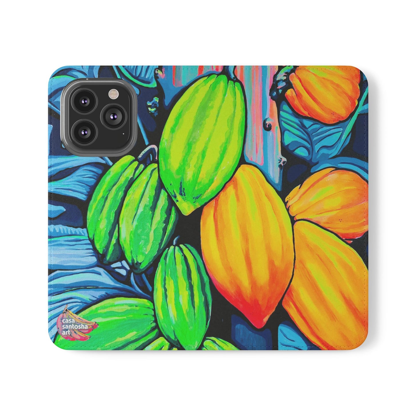 Neon Cacao Flip Phone Case – Wallet Cover with Card Slots