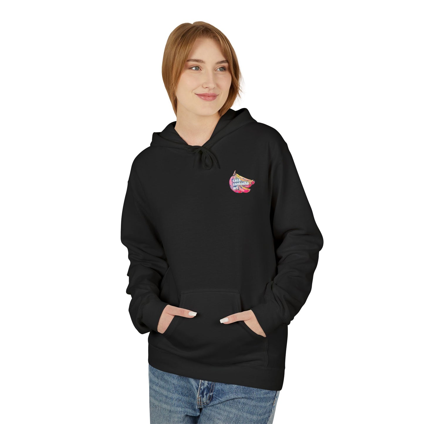Sweat à capuche doux unisexe néon motif sushis