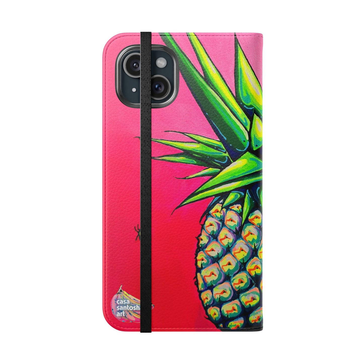 Neon Pineapple Flip Phone Case – Wallet Cover with Card Slots
