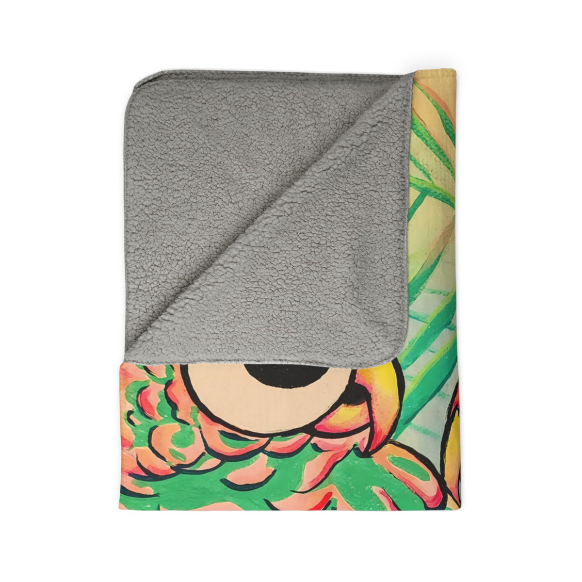 Chatty Cyclops Parrots Fleece Sherpa Blanket