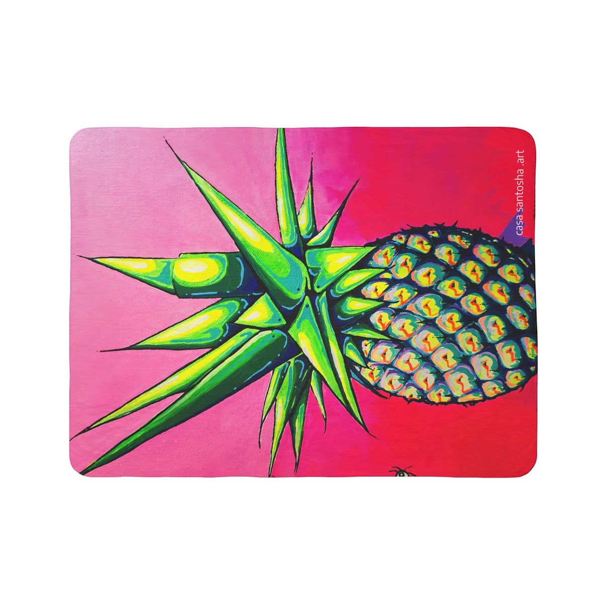 Neon Pineapple Fleece Sherpa Blanket