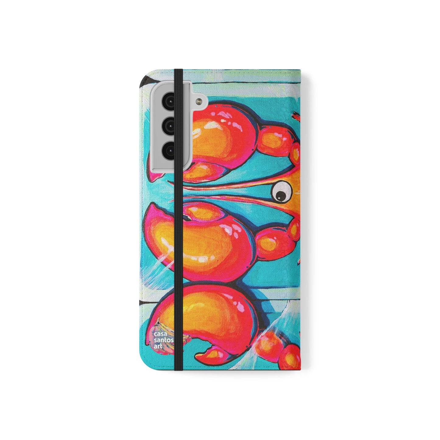 Neon Lobster Flip Phone Case – Wallet Cover with Card Slots