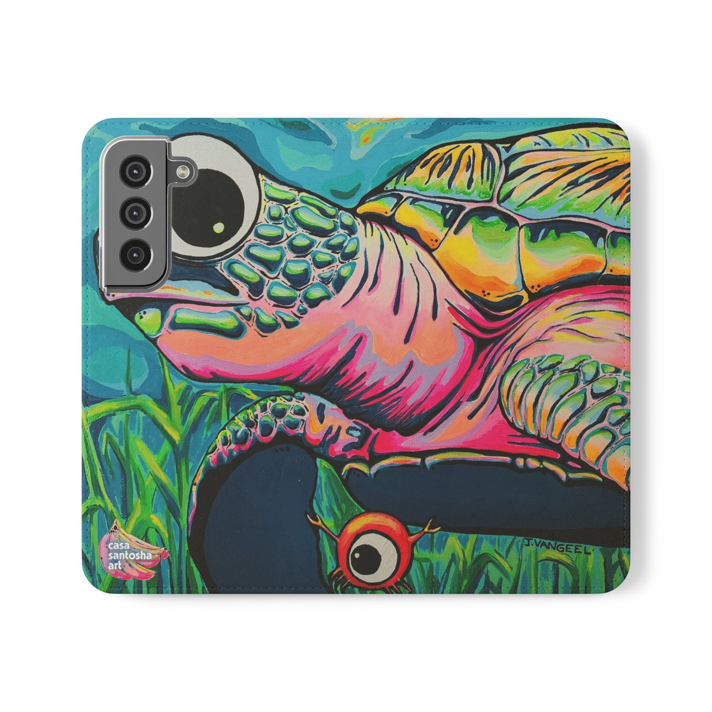 Cyclops Turtle Flip Phone Case – Wallet Cover with Card Slots