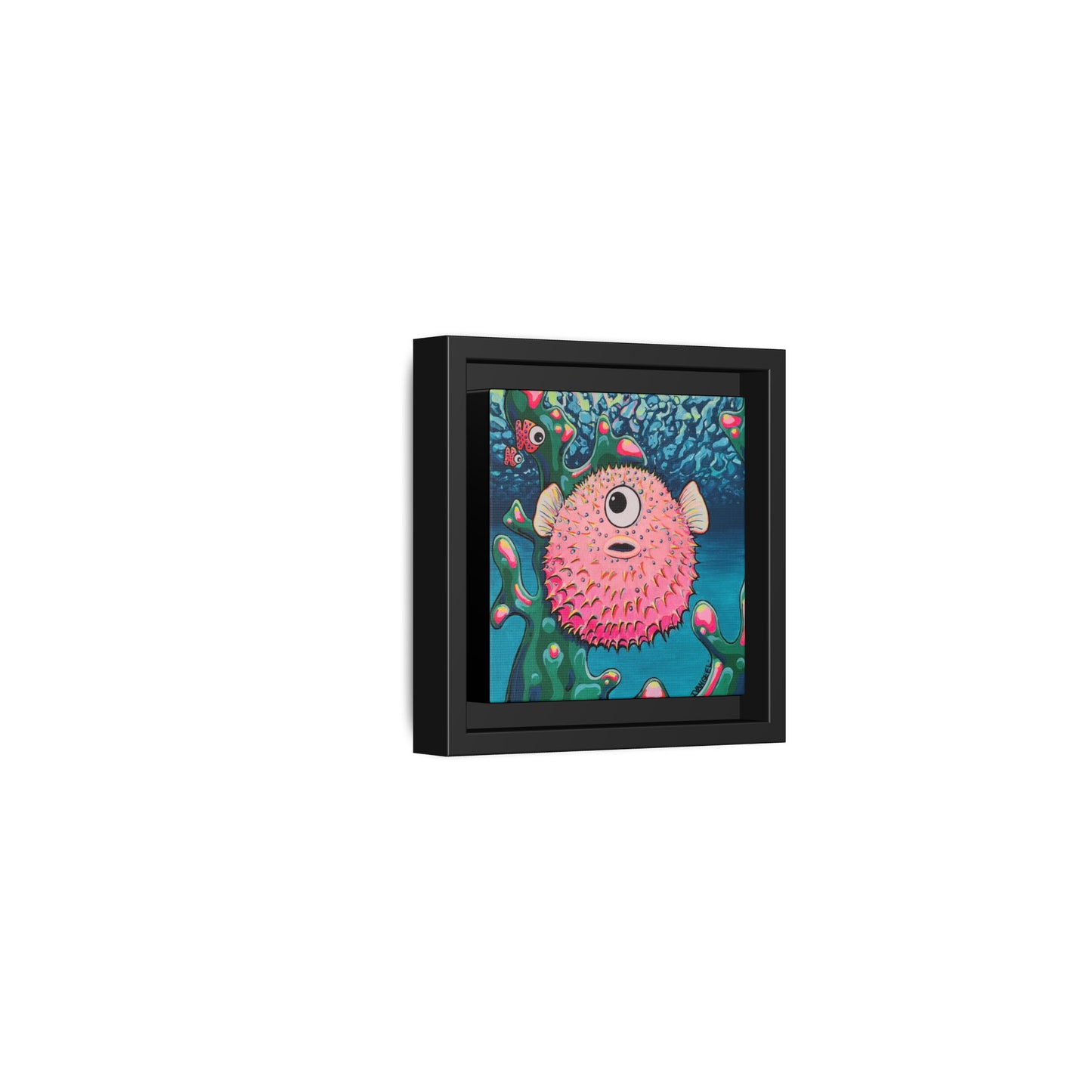 Framed Cyclops Pufferfish Canvas Print