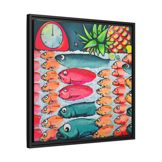 Framed Neon Cabo Fish Market Canvas Wall Art
