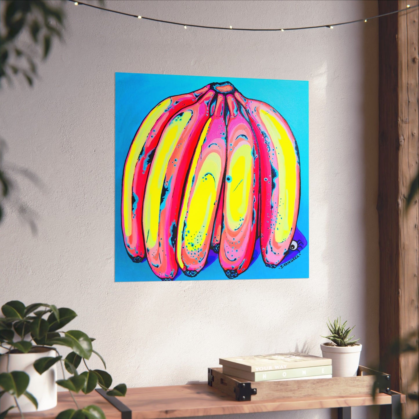 Neon Fat Bananas Giclée Art Poster
