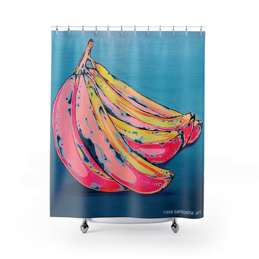 Neon Bananas Pop Art Shower Curtain