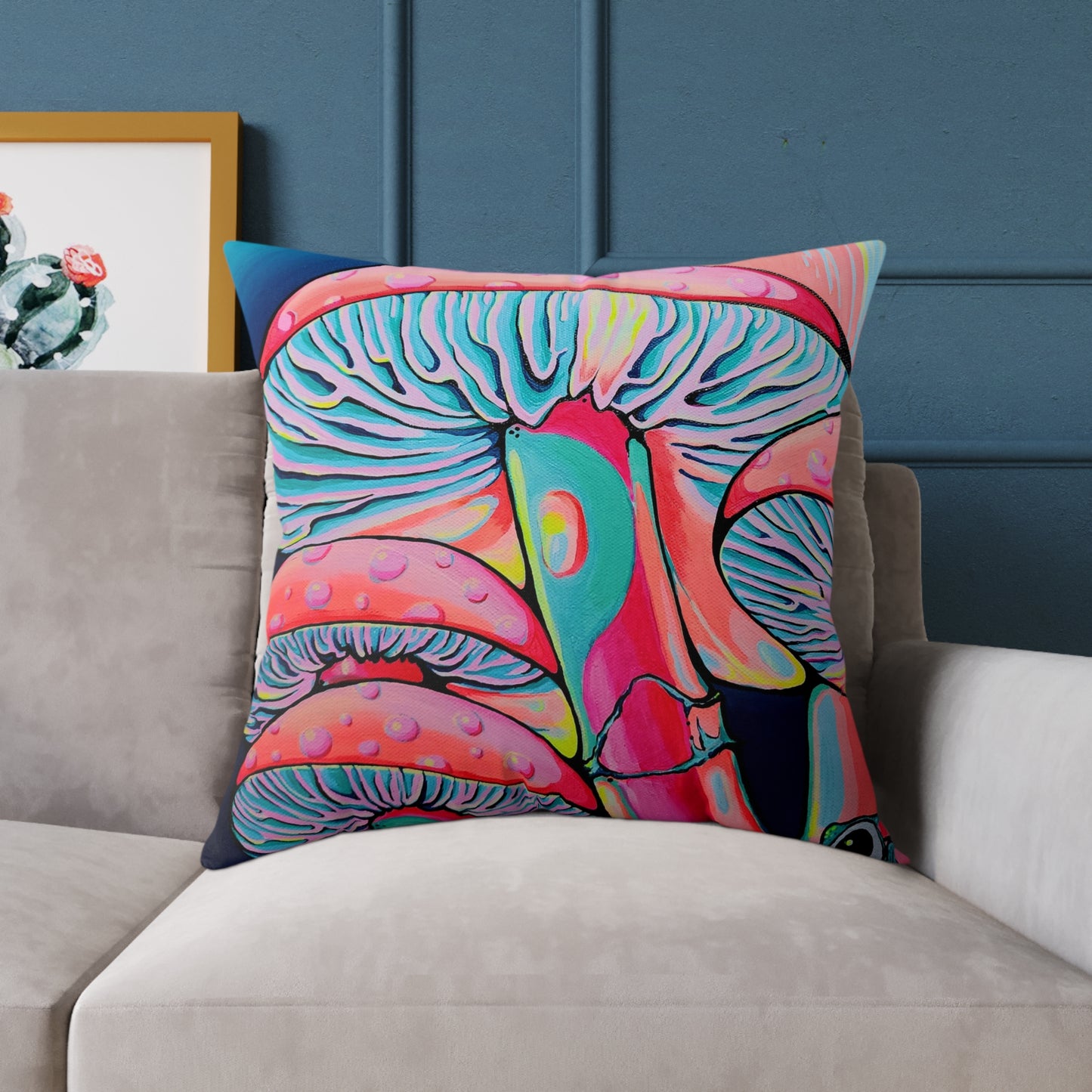 Trippy Mushrooms Art Canvas Decorative Pillow