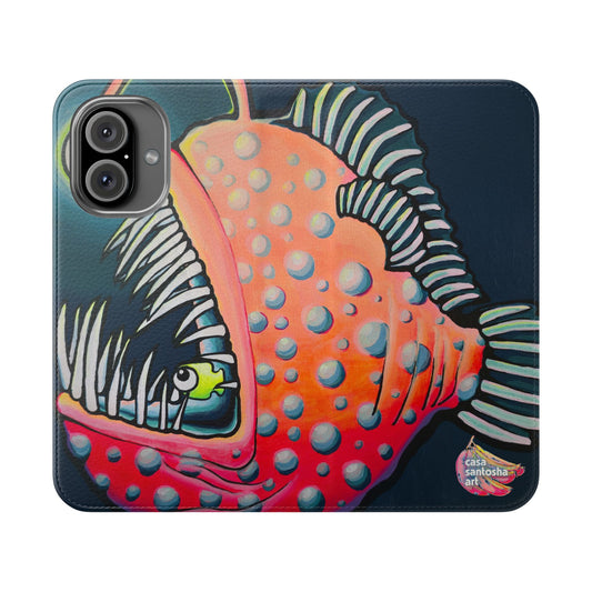 Cyclops Anglerfish Flip Phone Case – Wallet Cover with Card Slots