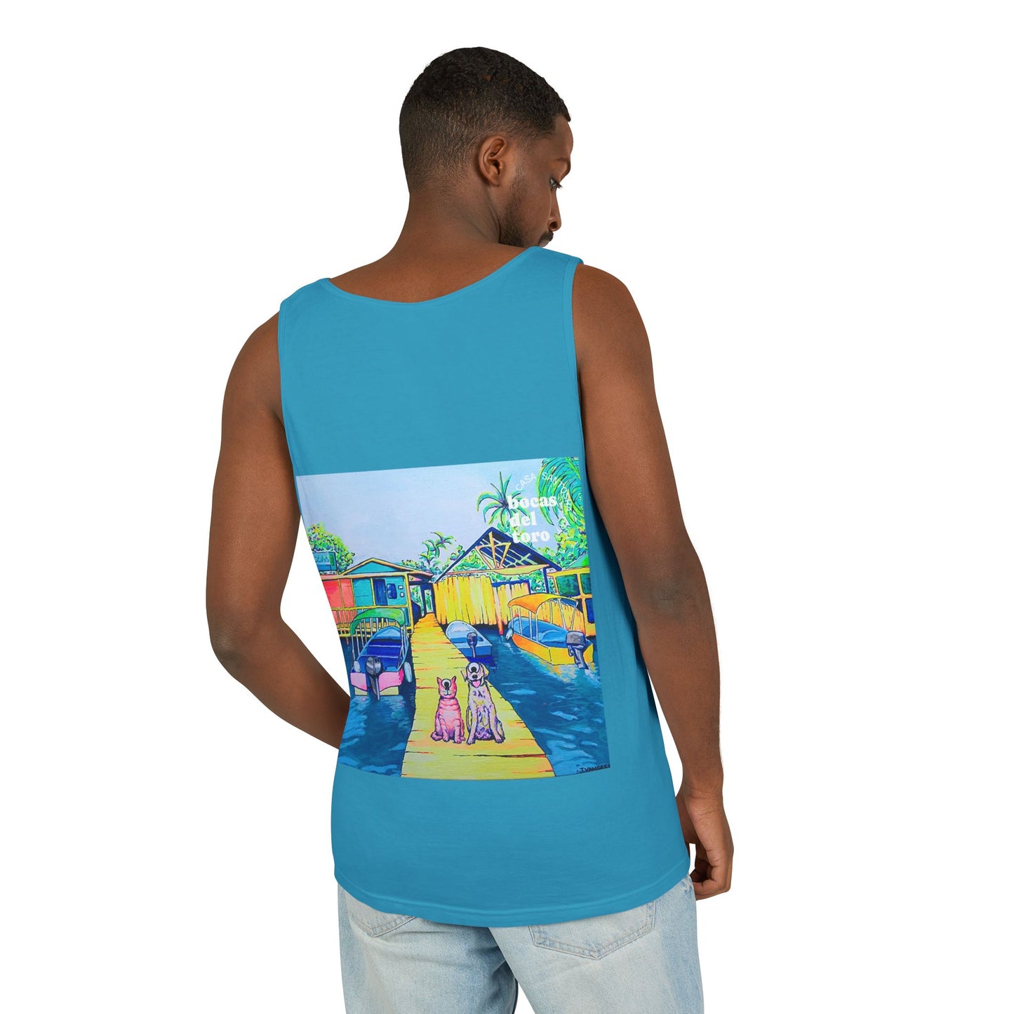 Unisex Cyclops Cat and Dog in Bocas Tank Top - Perfect for Summer Vibes