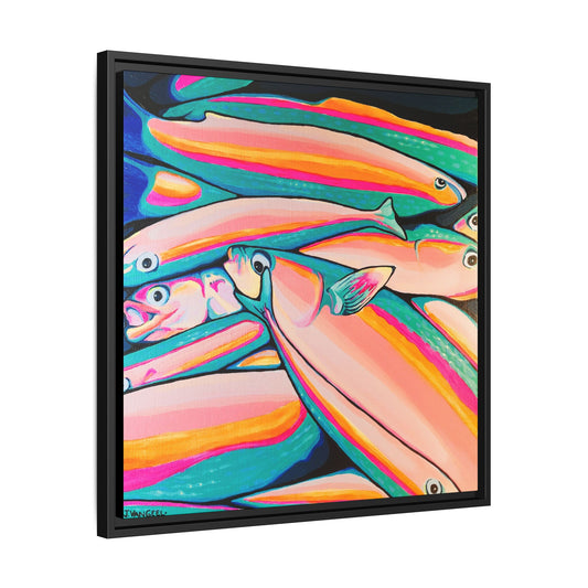 Framed Neon Fish Canvas Print