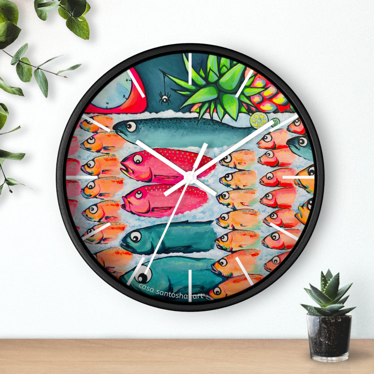 Neon Cabo Fish Market Pop Art Wall Clock