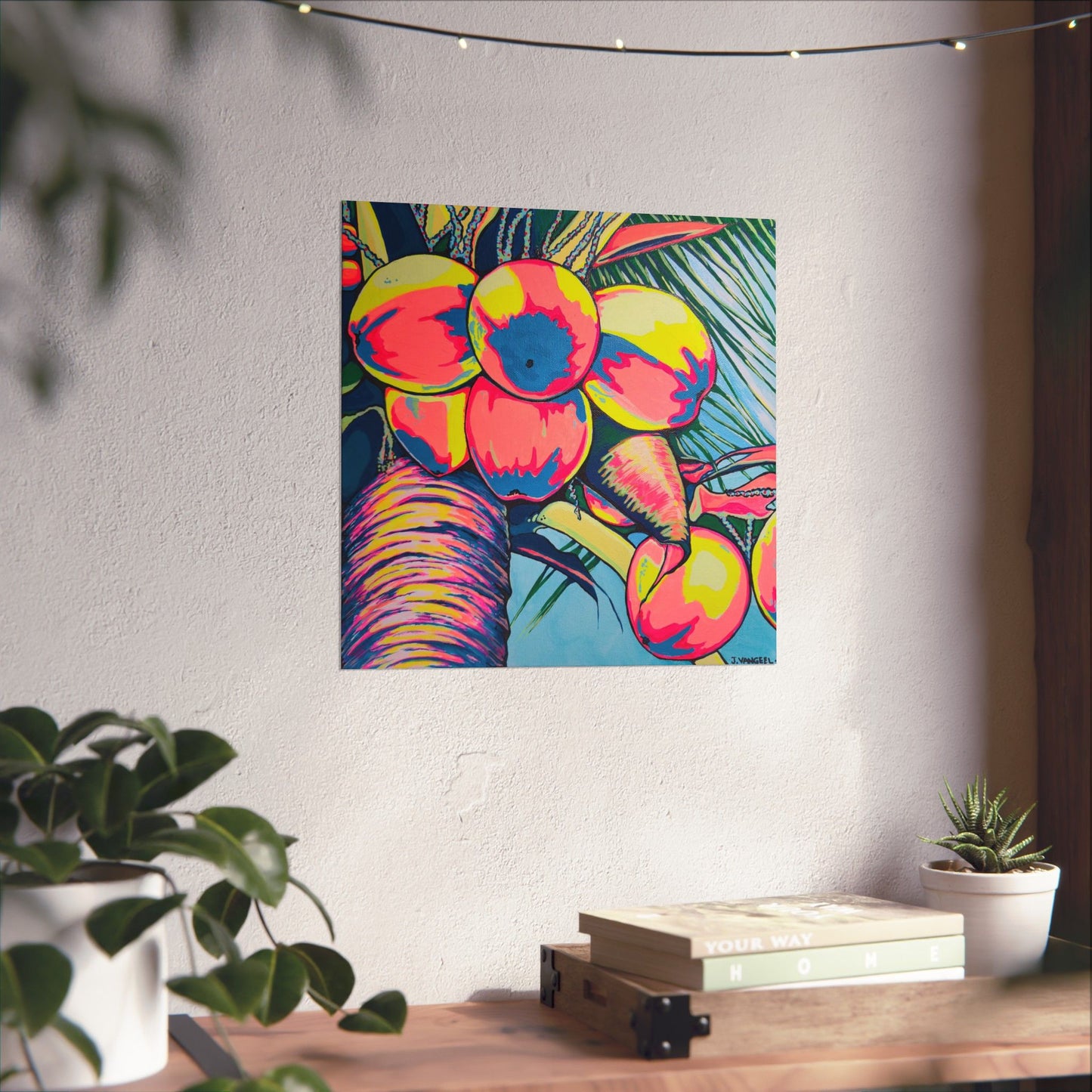Neon Coconuts Giclée Art Poster
