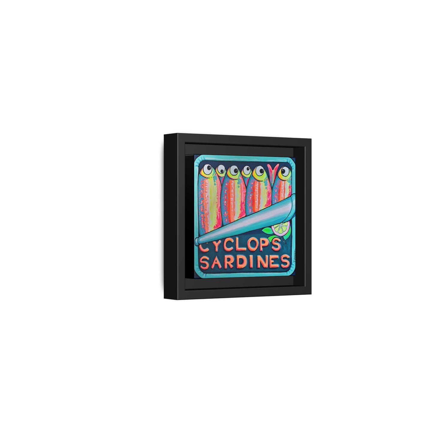 Framed Neon Sardines Canvas Print