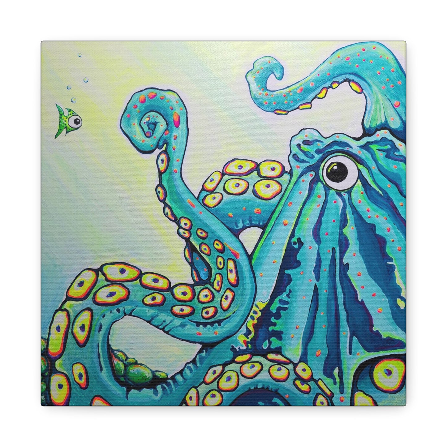 Cyclops Octopus Original Canvas Art Print, Unique Home Decor, Wall Art
