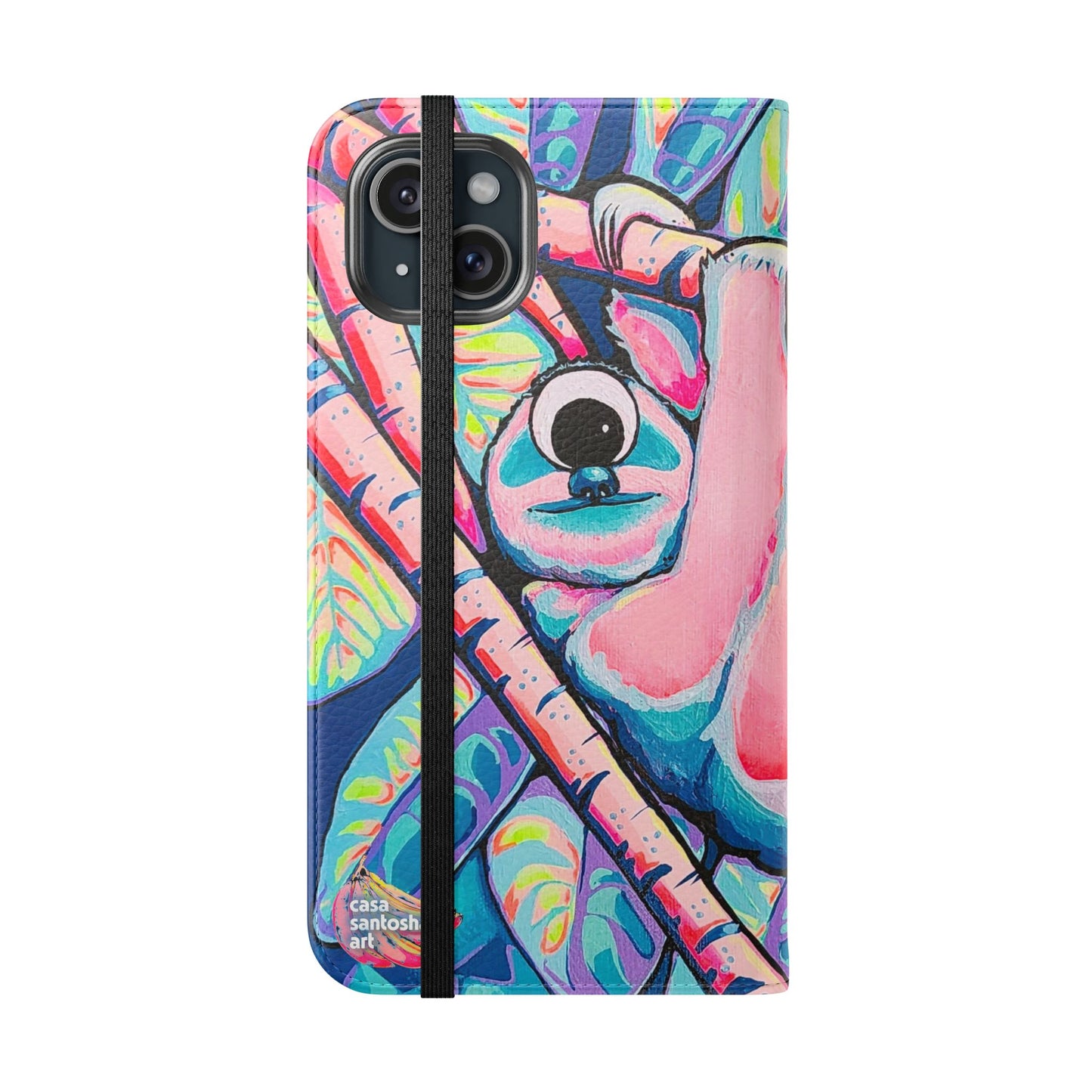 Cyclops Sloth Flip Phone Case – Wallet Cover with Card Slots