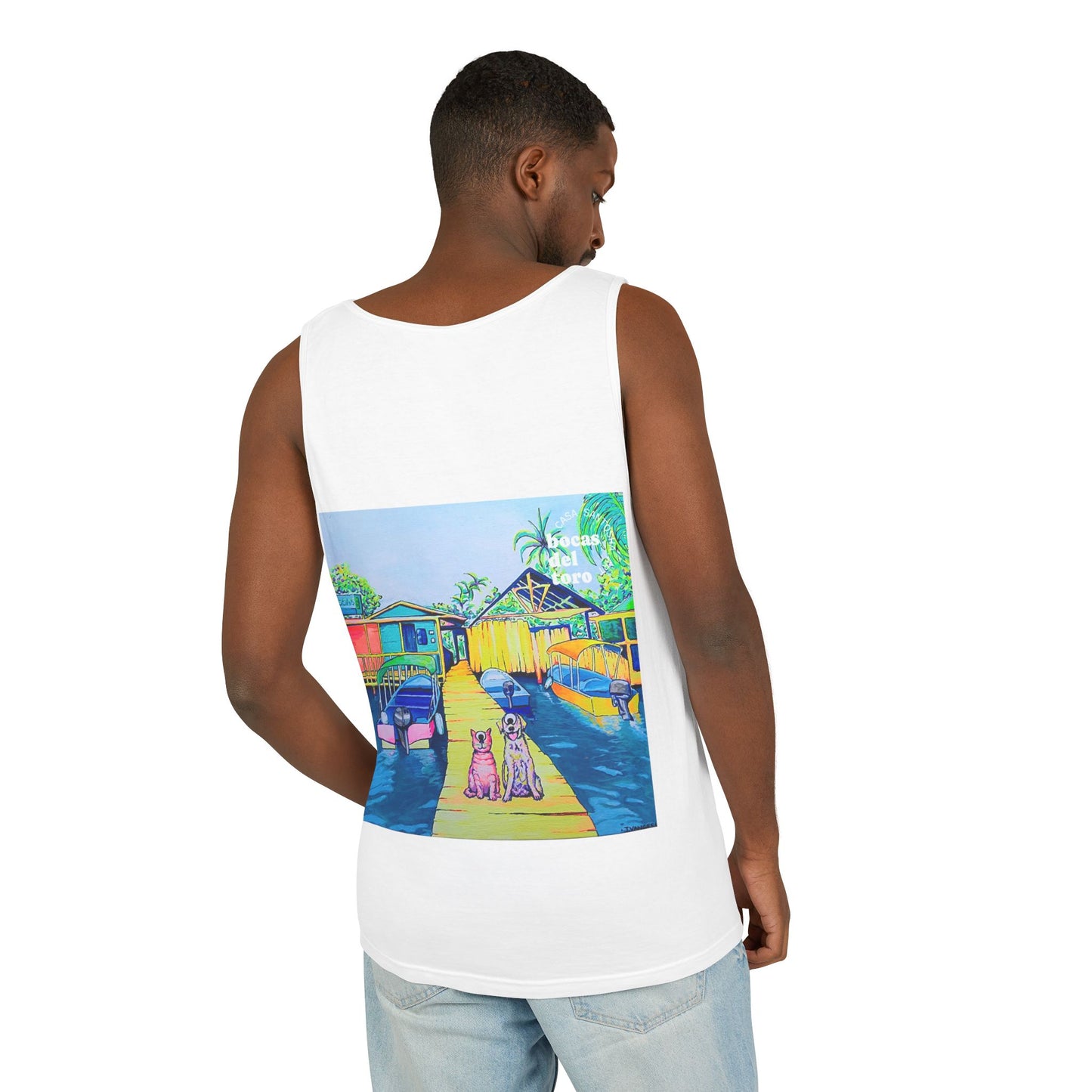 Unisex Cyclops Cat and Dog in Bocas Tank Top - Perfect for Summer Vibes