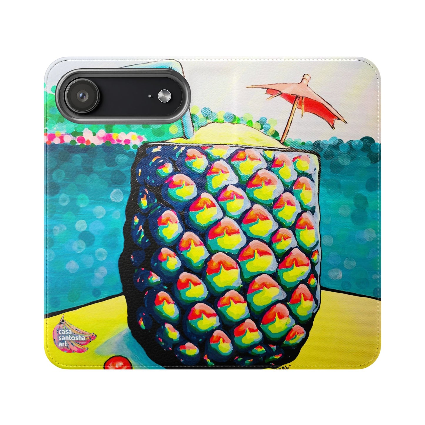 Neon Piña Colada Flip Phone Case – Wallet Cover with Card Slots