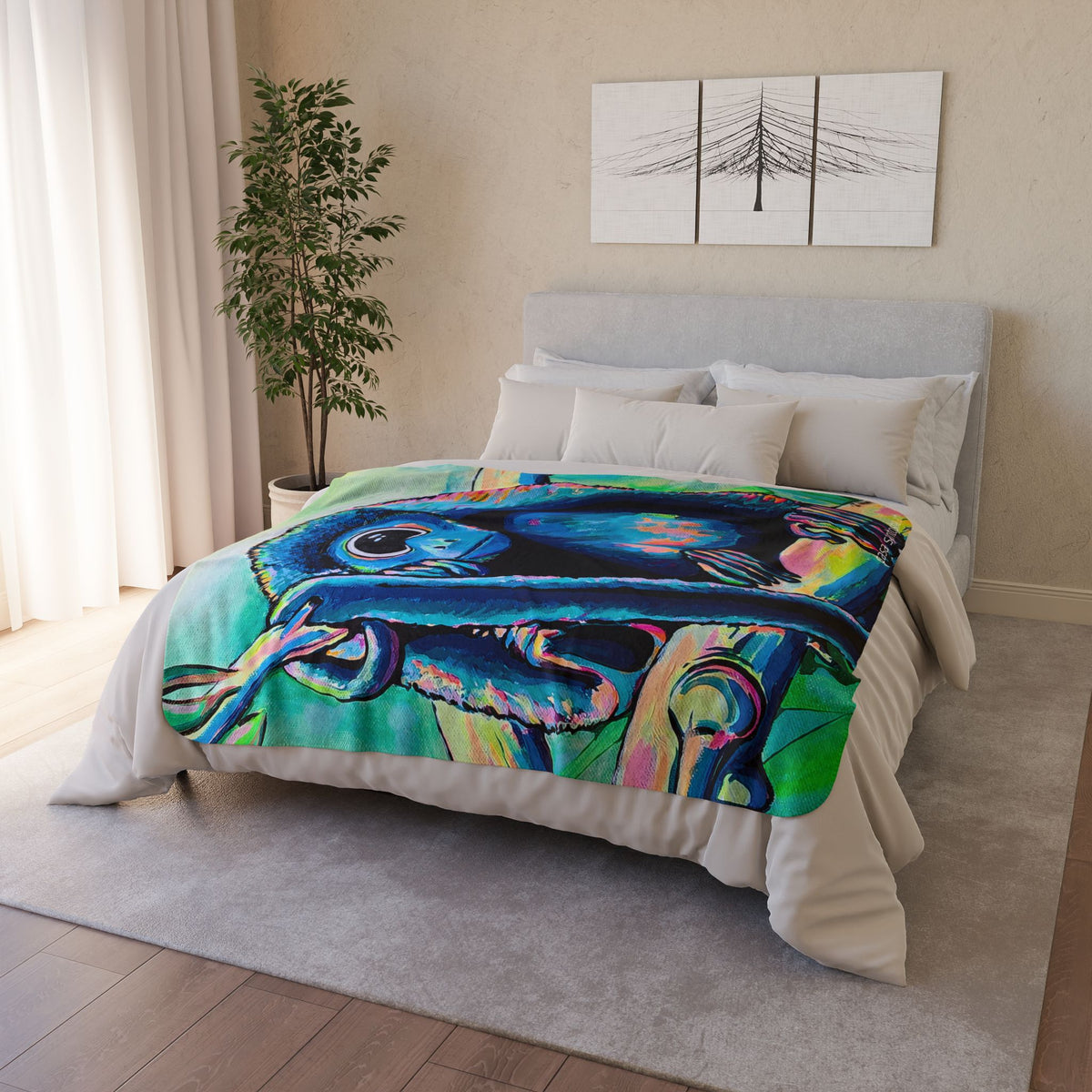 Cyclops Monkey Fleece Sherpa Blanket