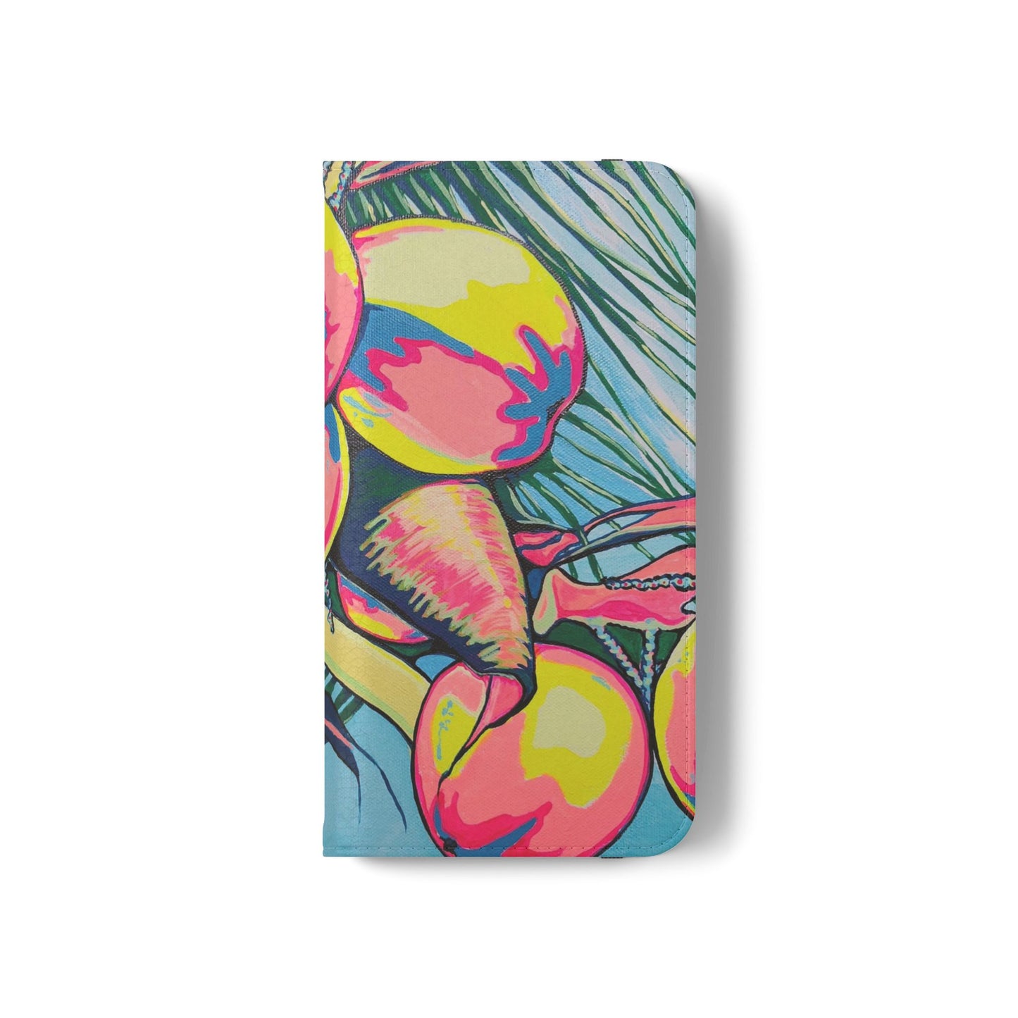 Neon Coconuts Flip Phone Case – Wallet Cover with Card Slots